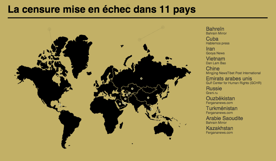 La censure mise en échec dans 11 pays © RSF