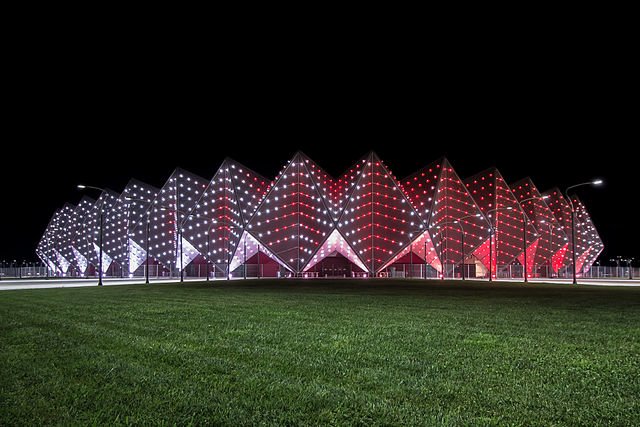 Le Crystal Hall de Baku, complexe érigé pour l'eurovision 2012, va accueillir des rencontres sportives des Jeux Européens. © Arne Museler